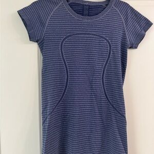 lululemon athletica Navy Striped Short Sleeve Top